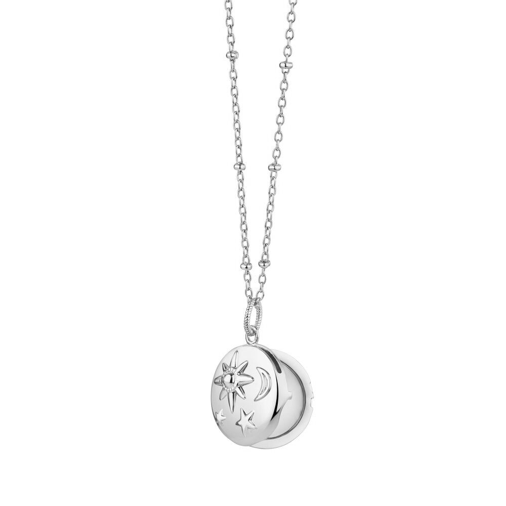 Silver Plated Amy Huberman Newbridge Silverware Locket with Sun Moon & Stars Design
