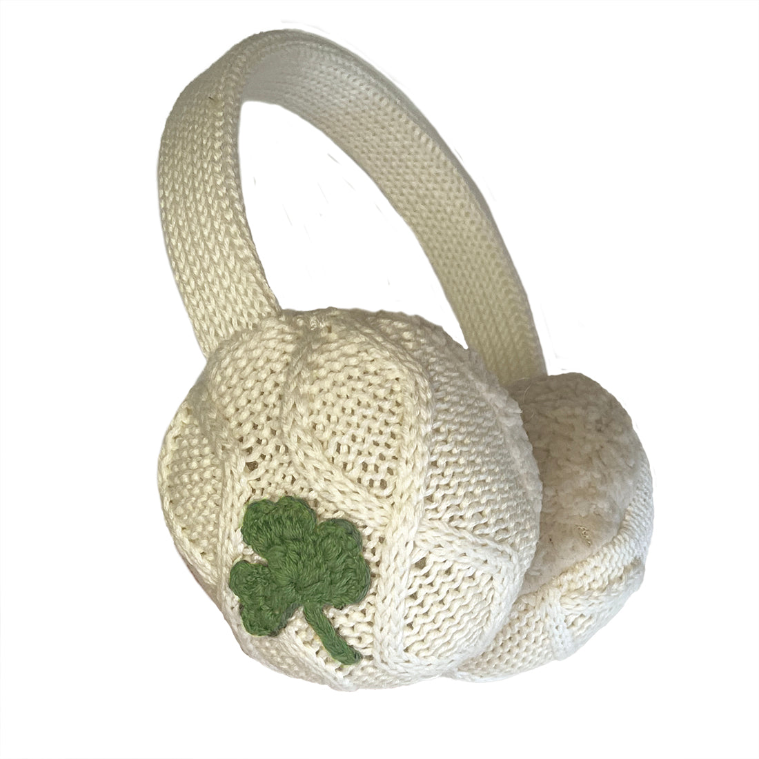 Aran Style Shamrock Cream Ear Muffs