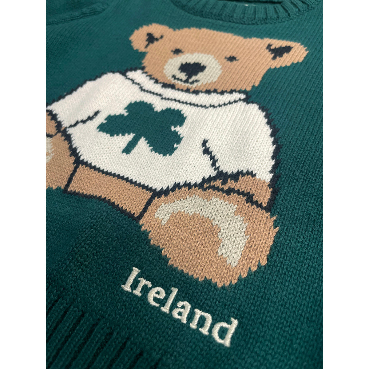 Ireland Bear Dark Green Kids Knitted Jumper
