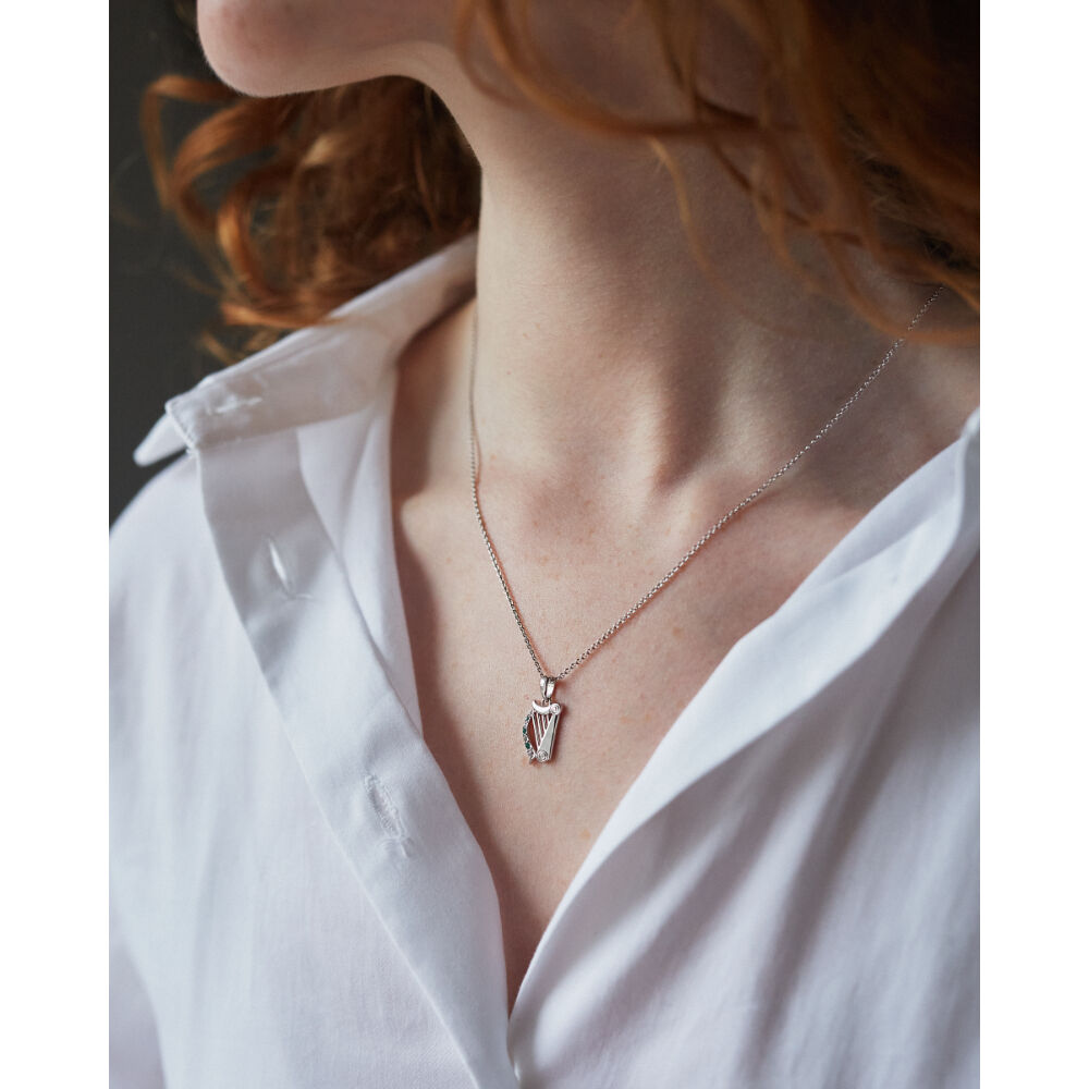 Platinum Plated Harp Necklace