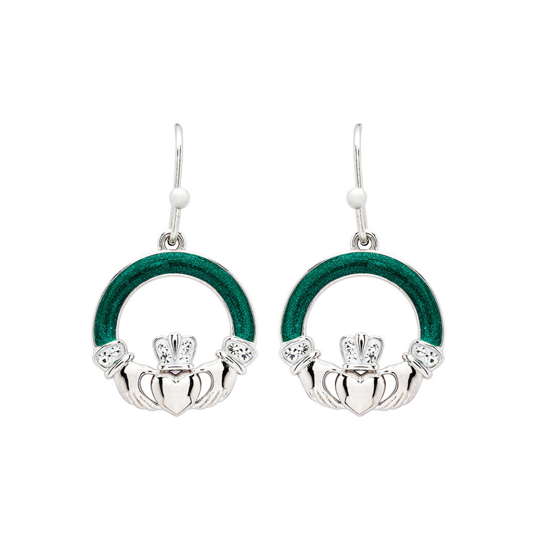 Platinum Plated Claddagh Earrings