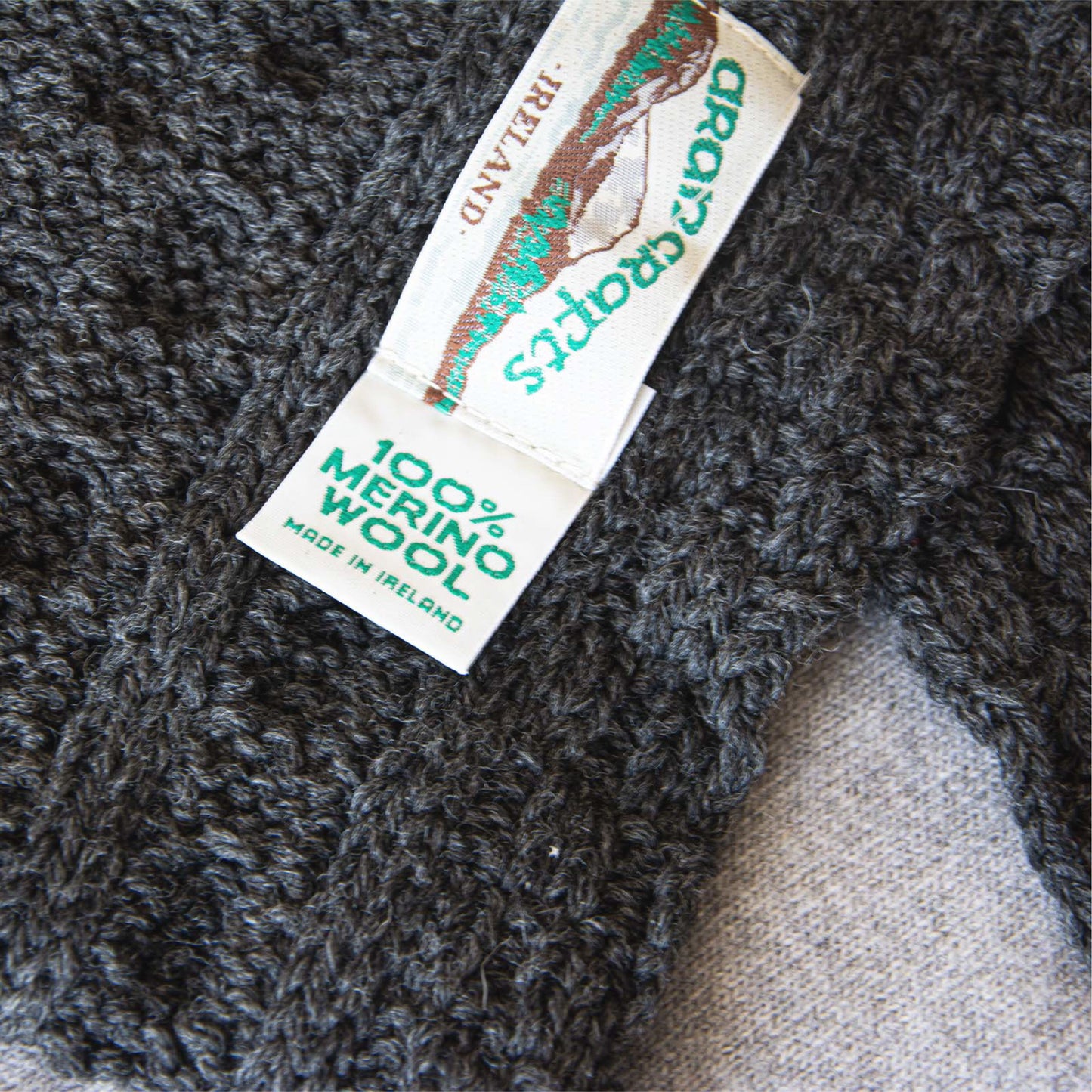 Aran Merino Wool Honeycomb Charcoal Scarf