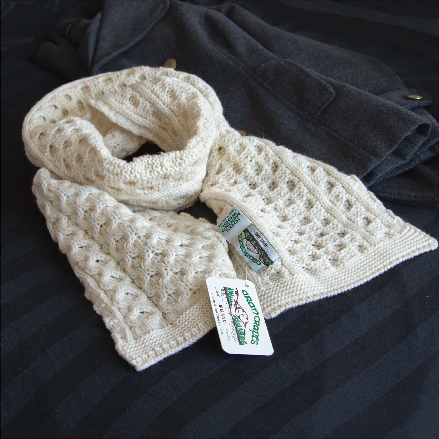 Aran Merino Honeycomb Scarf
