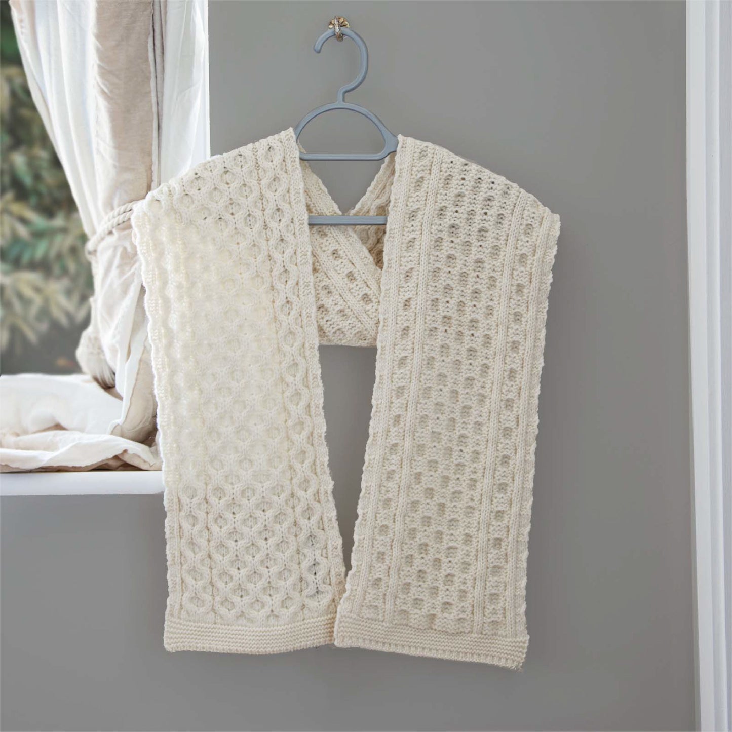 Aran Merino Honeycomb Scarf
