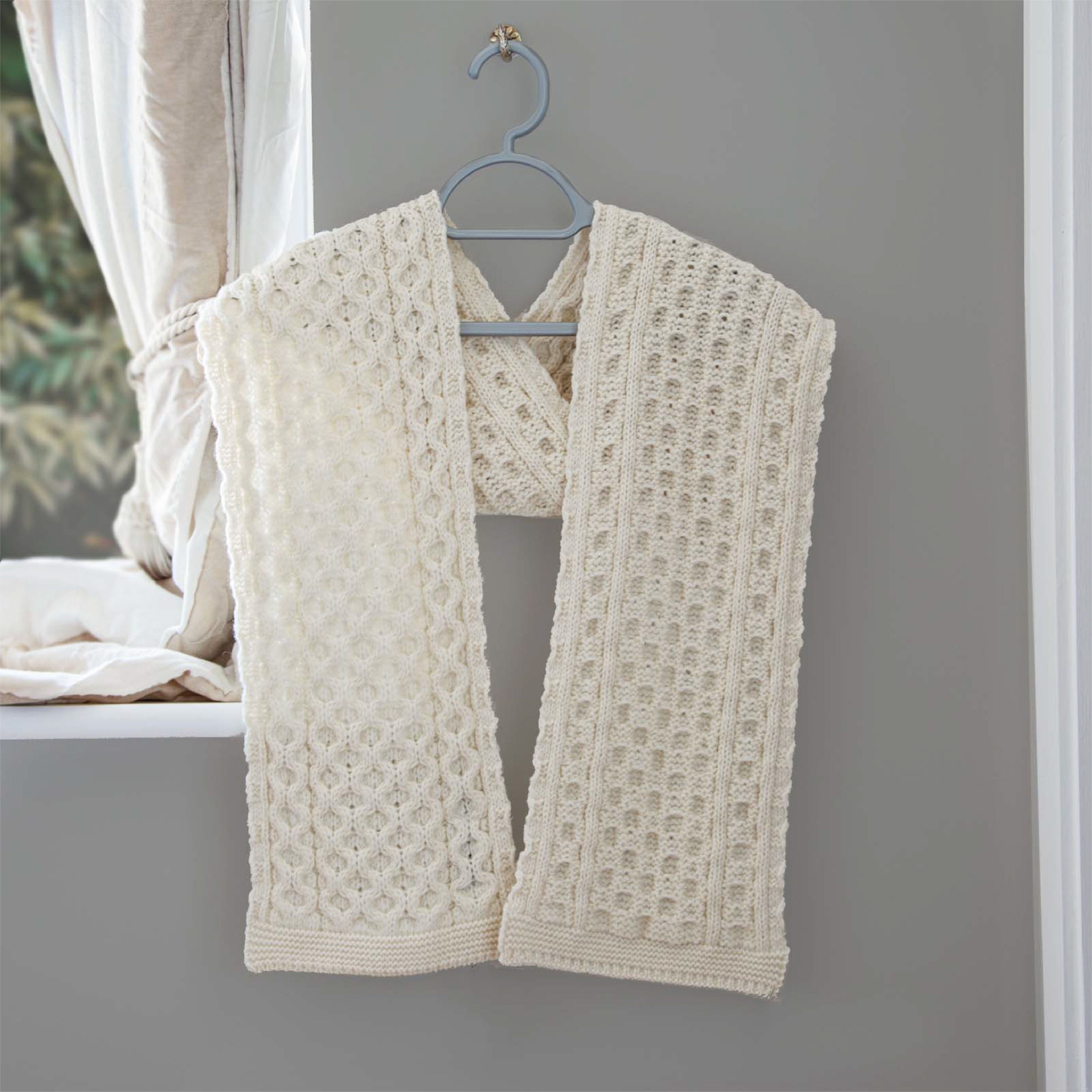 Aran Merino Honeycomb Scarf