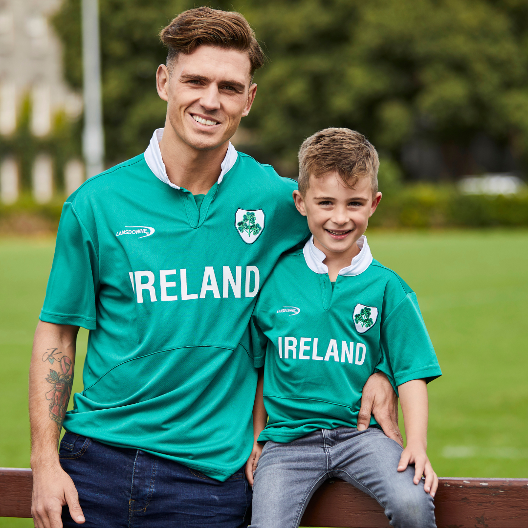 Mens Ireland Rugby Performance Top With Shamrock Crest Green
