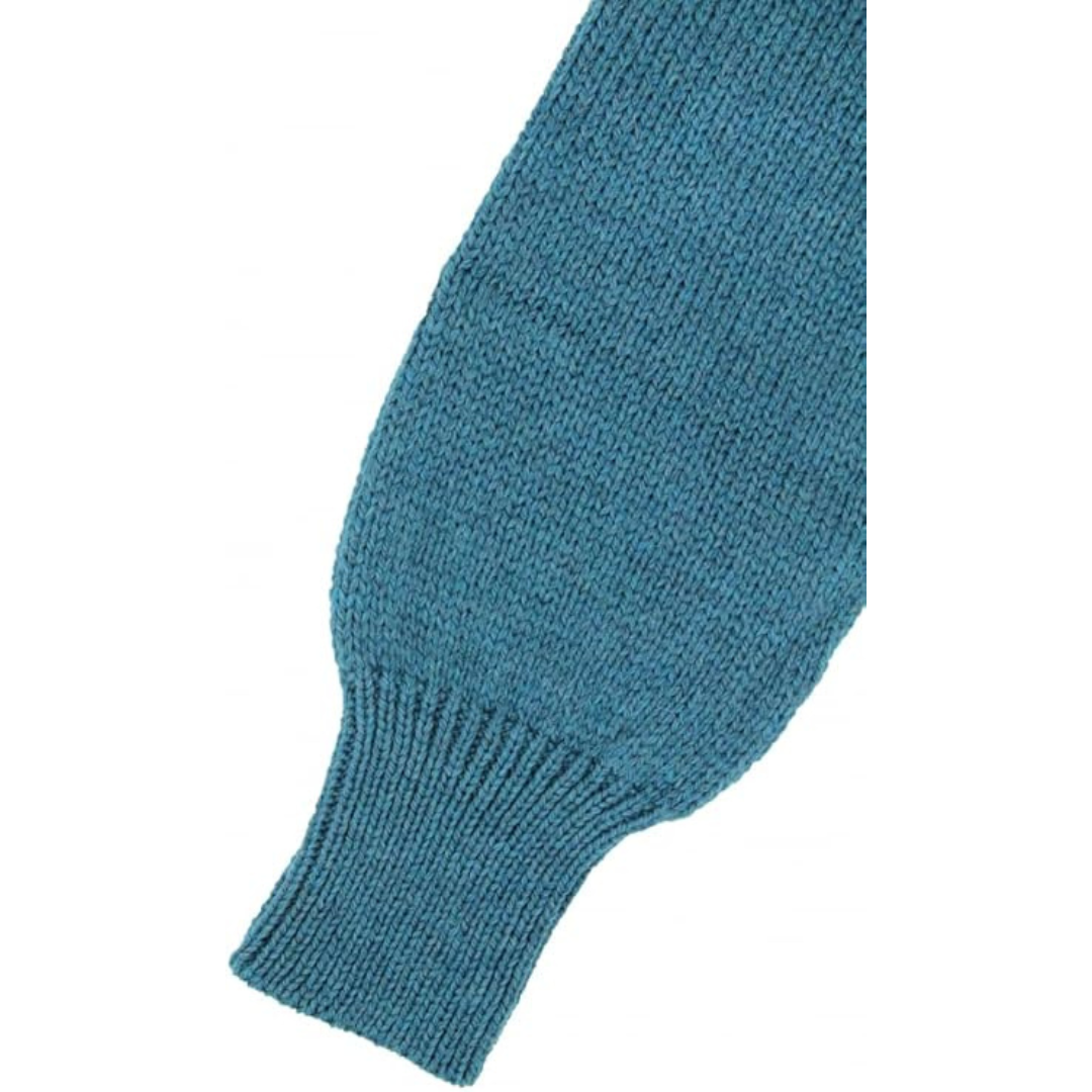 Ladies Irish Cable Knitted Chunky Teal Jumper