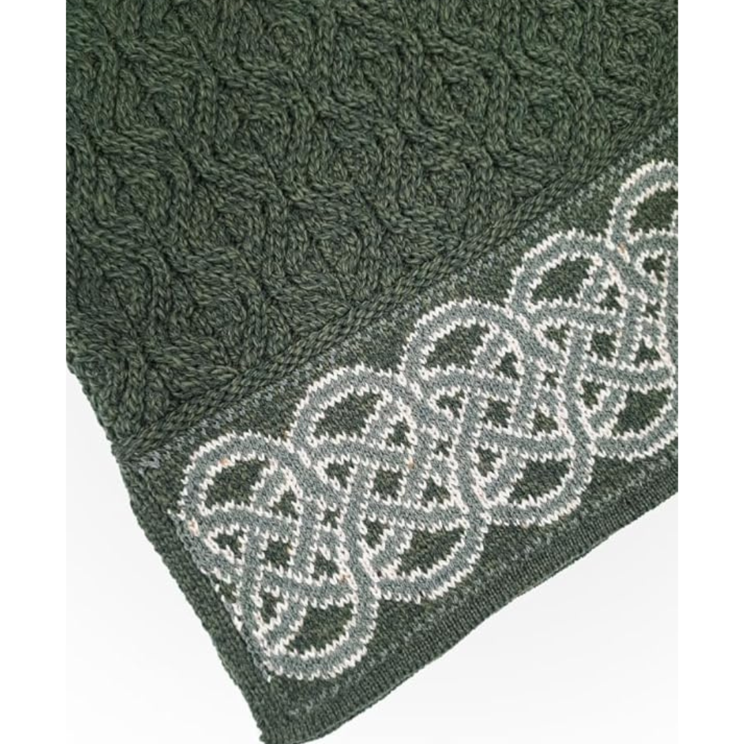 Ladies Ranelagh Jacquard Aran Green Sweater