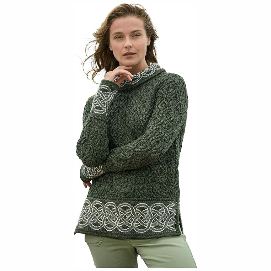 Ladies Ranelagh Jacquard Green Jumper