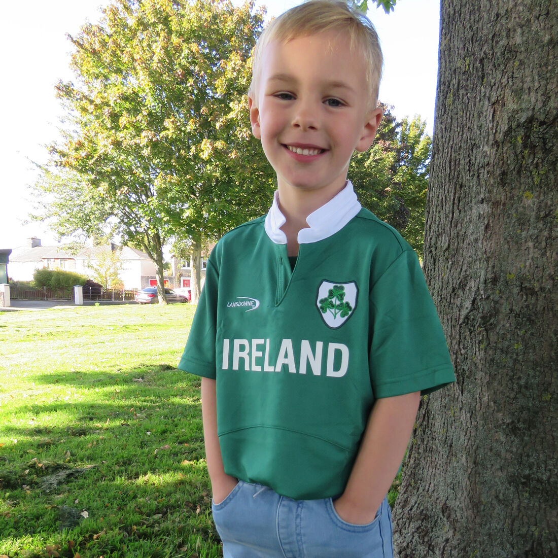 Kids Lansdowne Ireland Shamrock Crest Design Rugby Shirt