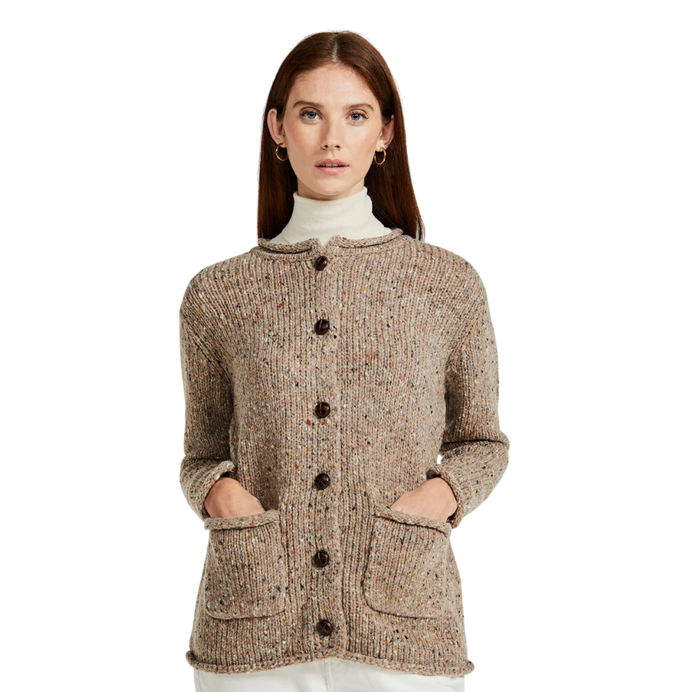 Ladies Donegal Tweed Oatmeal Cardigan
