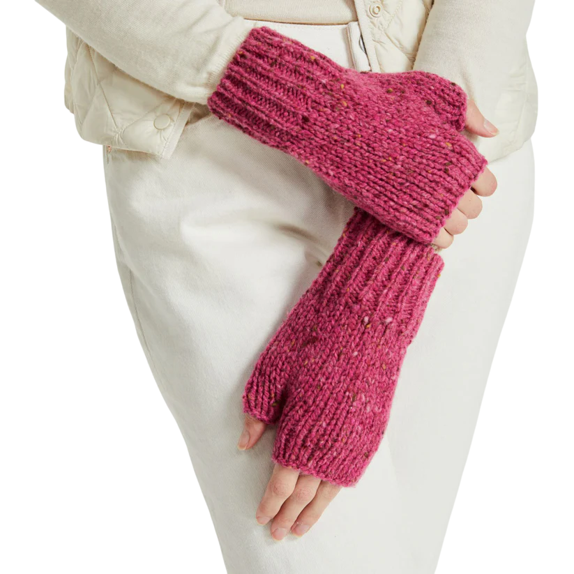 Ladies Nepped Wool Pink Fingerless Mittens