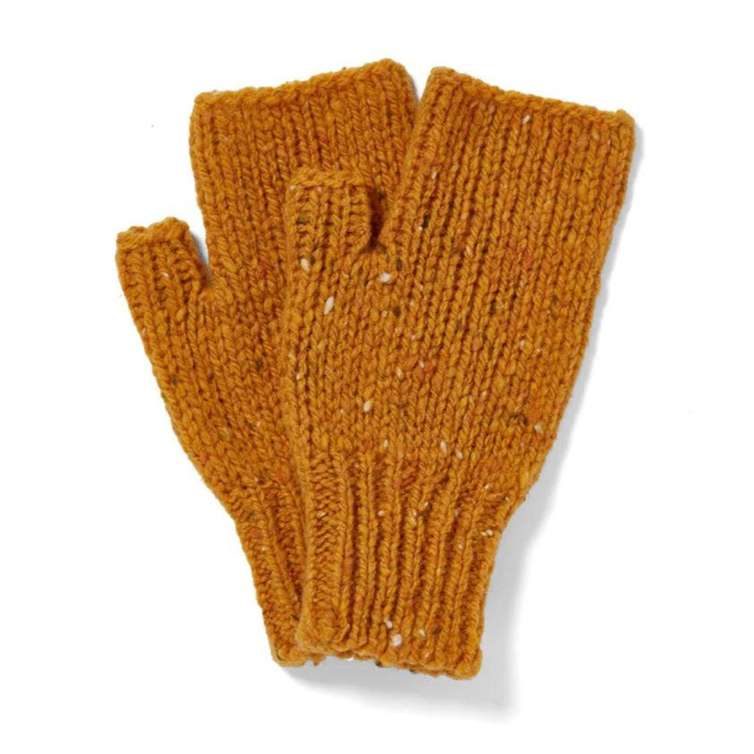 Ladies Nepped Wool Yellow Fingerless Mittens