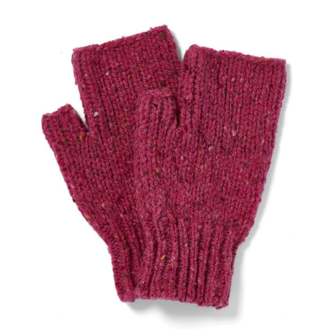 Ladies Nepped Wool Pink Fingerless Mittens