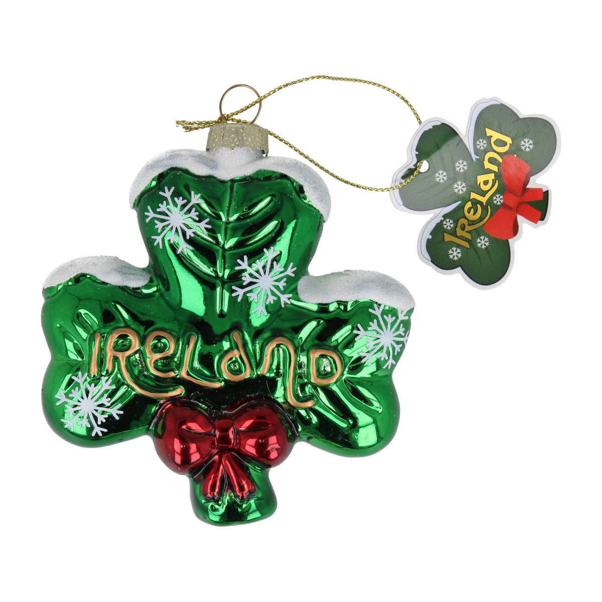 Irish Glass Shamrock Christmas Ornament