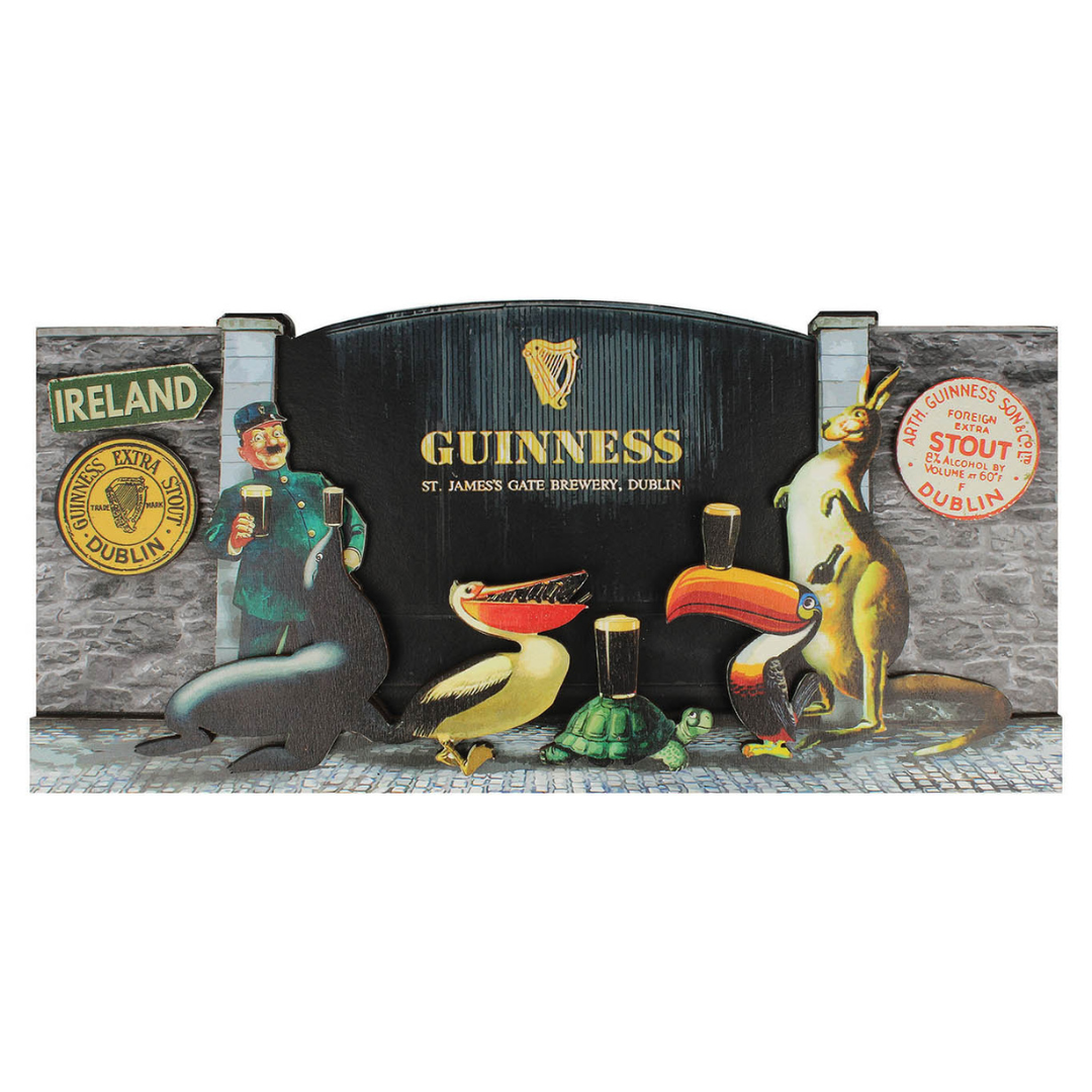 Guinness 3-d Layered Zoo Animals Wooden Plaque