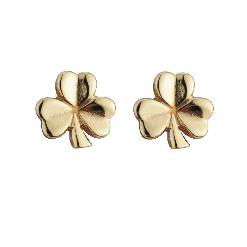 9k Gold Shamrock Stud Earrings