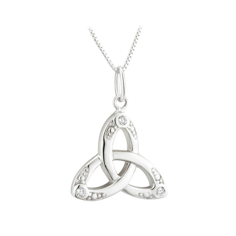 Hallmarked Sterling Silver Crystal Trinity Knot Necklace