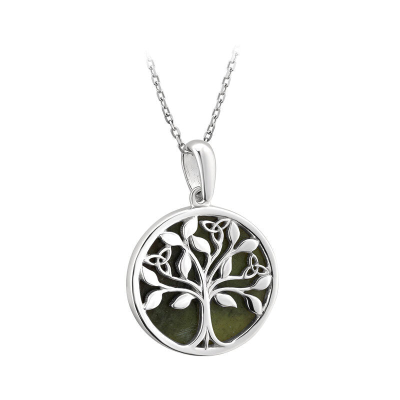 Hallmarked Sterling Silver Connemara Marbe Tree Of Life Necklace