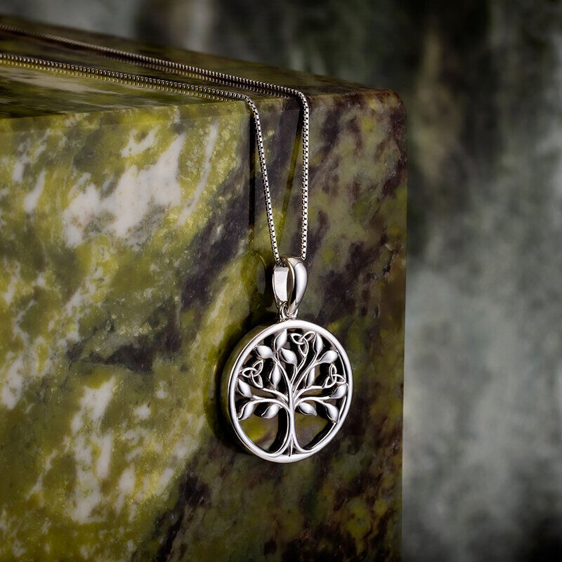 Hallmarked Sterling Silver Connemara Marbe Tree Of Life Necklace