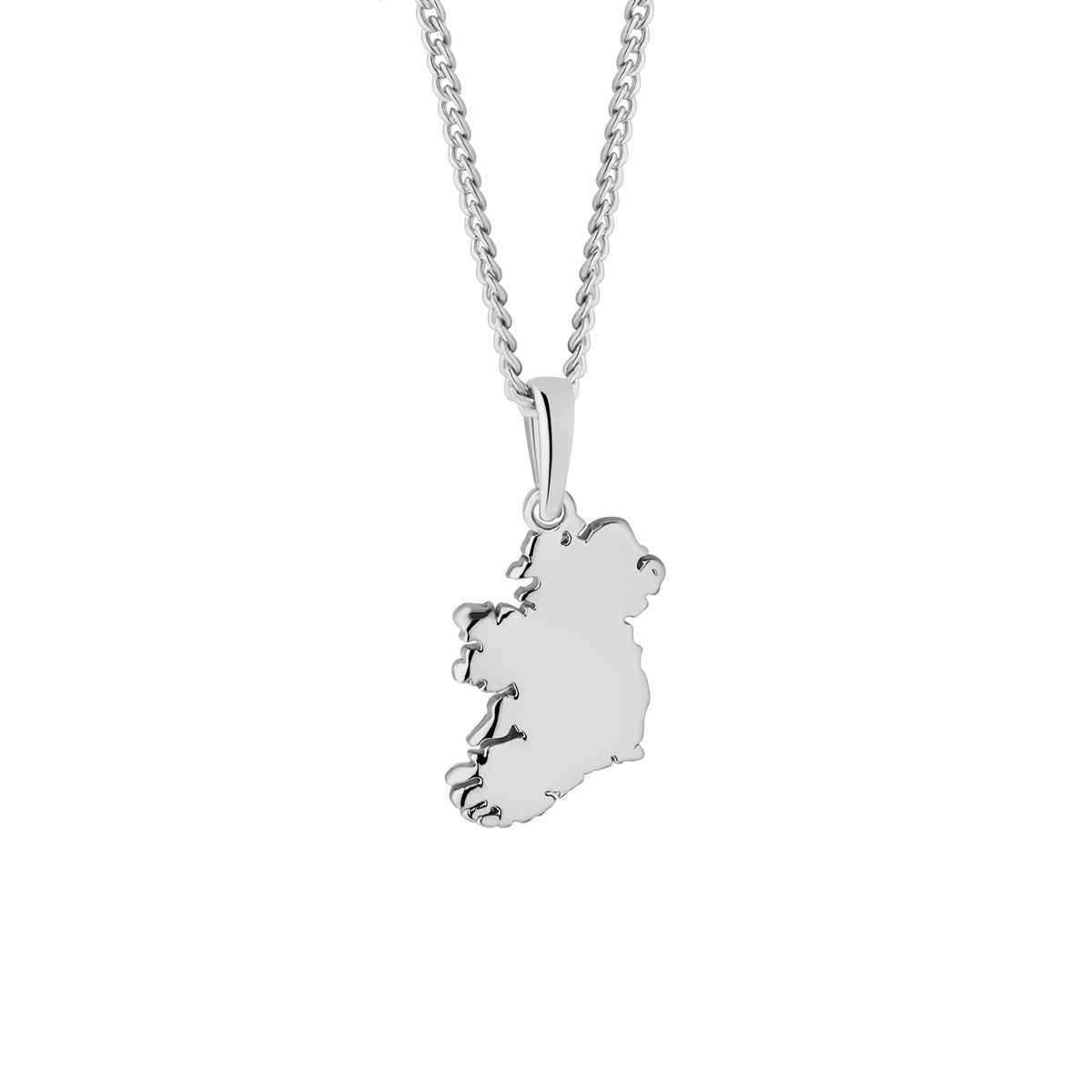Rhodium Plated Small Map of Ireland Pendant