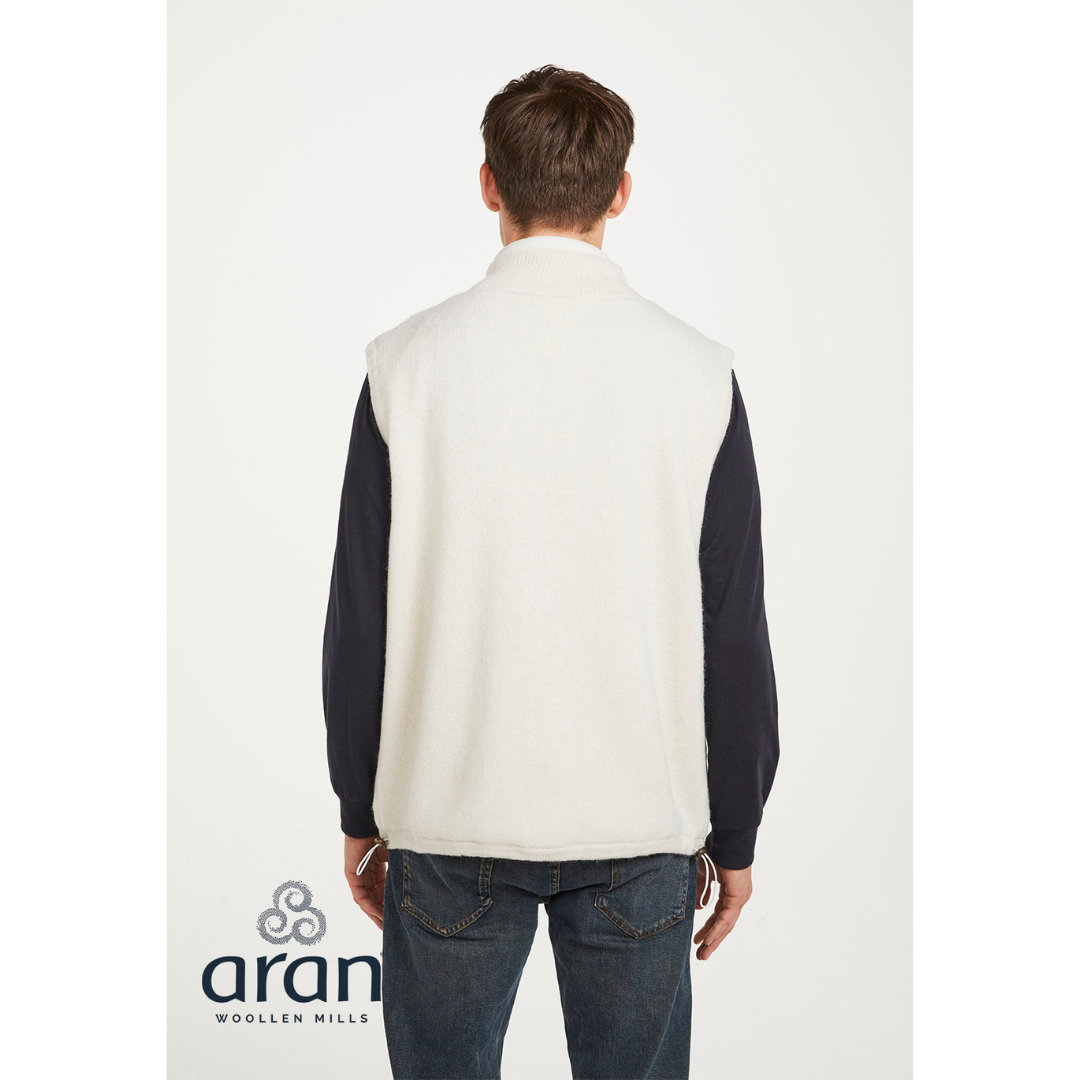 Men's Lined Shetland Full Zip White Gilet