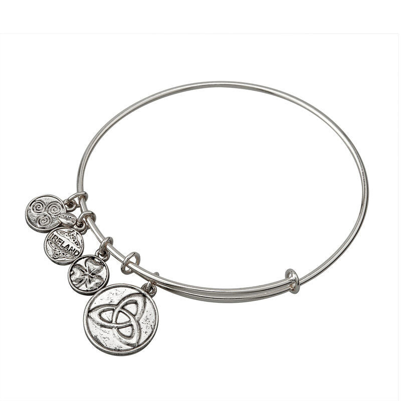 Silver Tone Enamel Trinity Charm Bangle