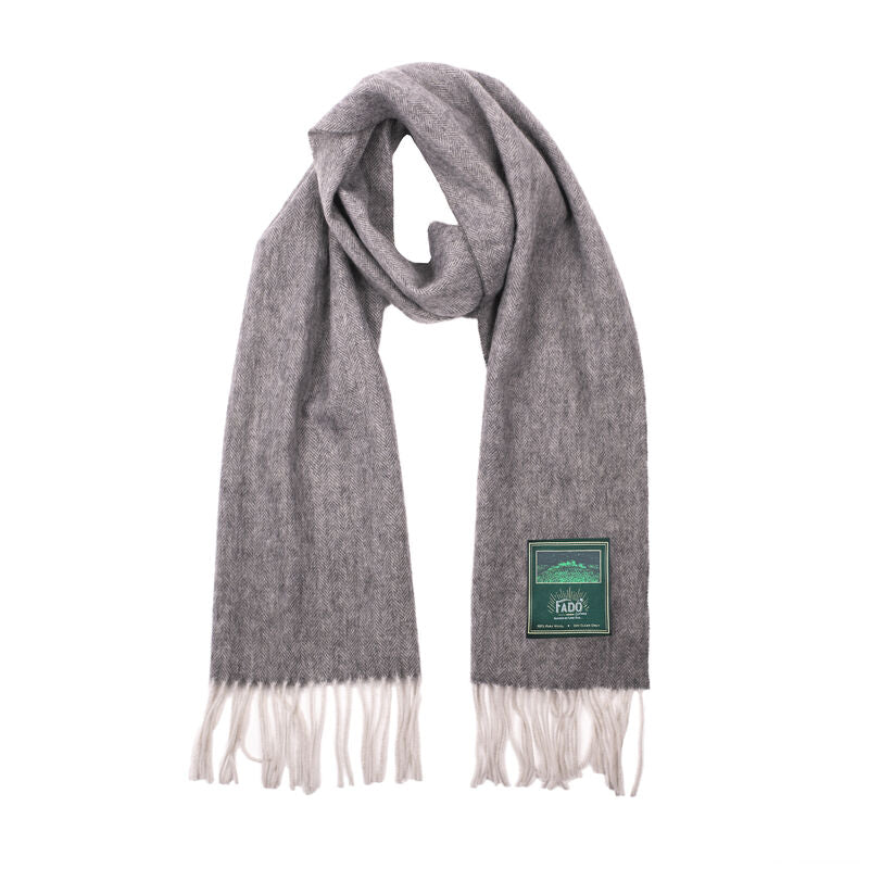 Brushed Woollen Tartan Scarf Silver Grey