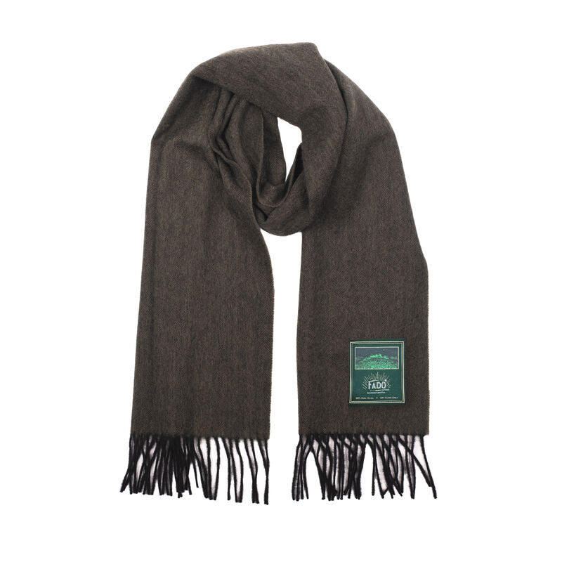 Brushed Woollen Tartan Scarf Green