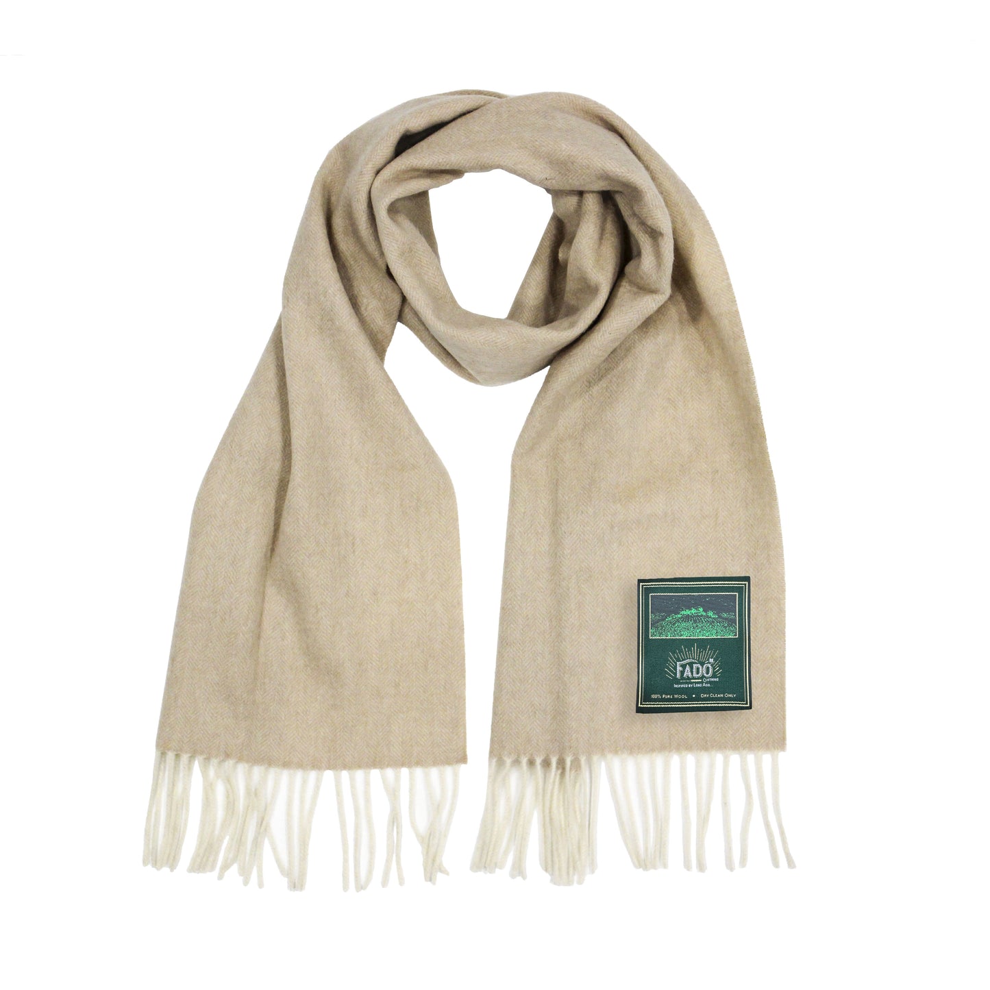Brushed Woollen Tartan Scarf Pale Camel