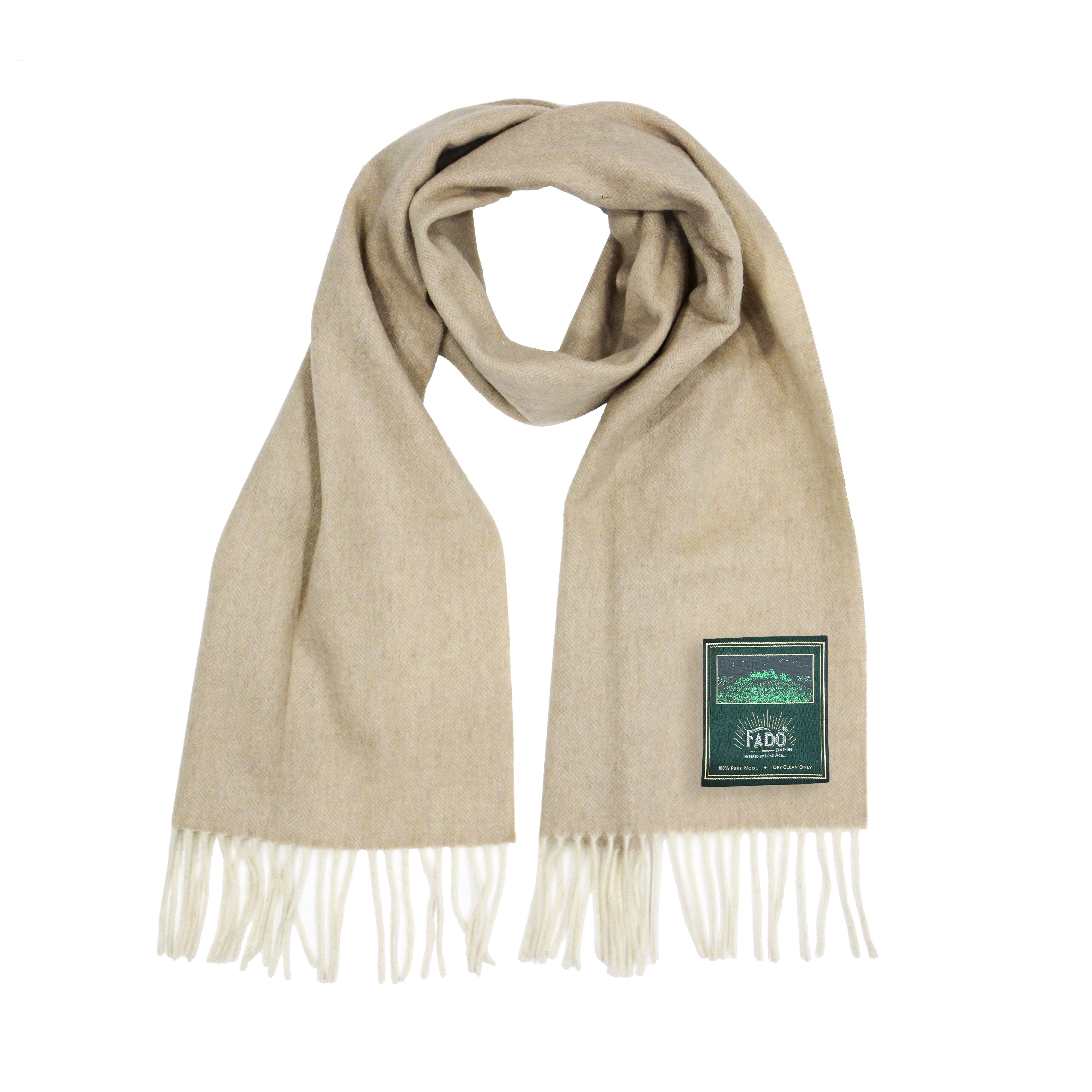 Brushed Woollen Tartan Scarf Pale Camel