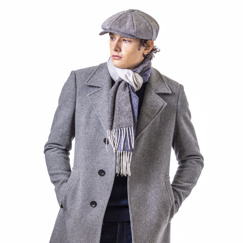 Mens Wool Scarf Blue & Grey