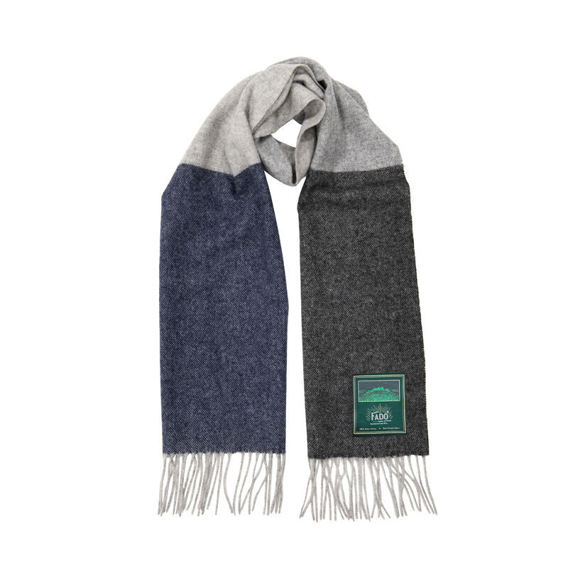 Mens Wool Scarf Blue & Grey