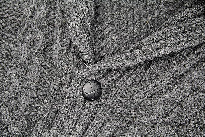 Men's Shawl Collar Grandfather Charcoal Cardigan