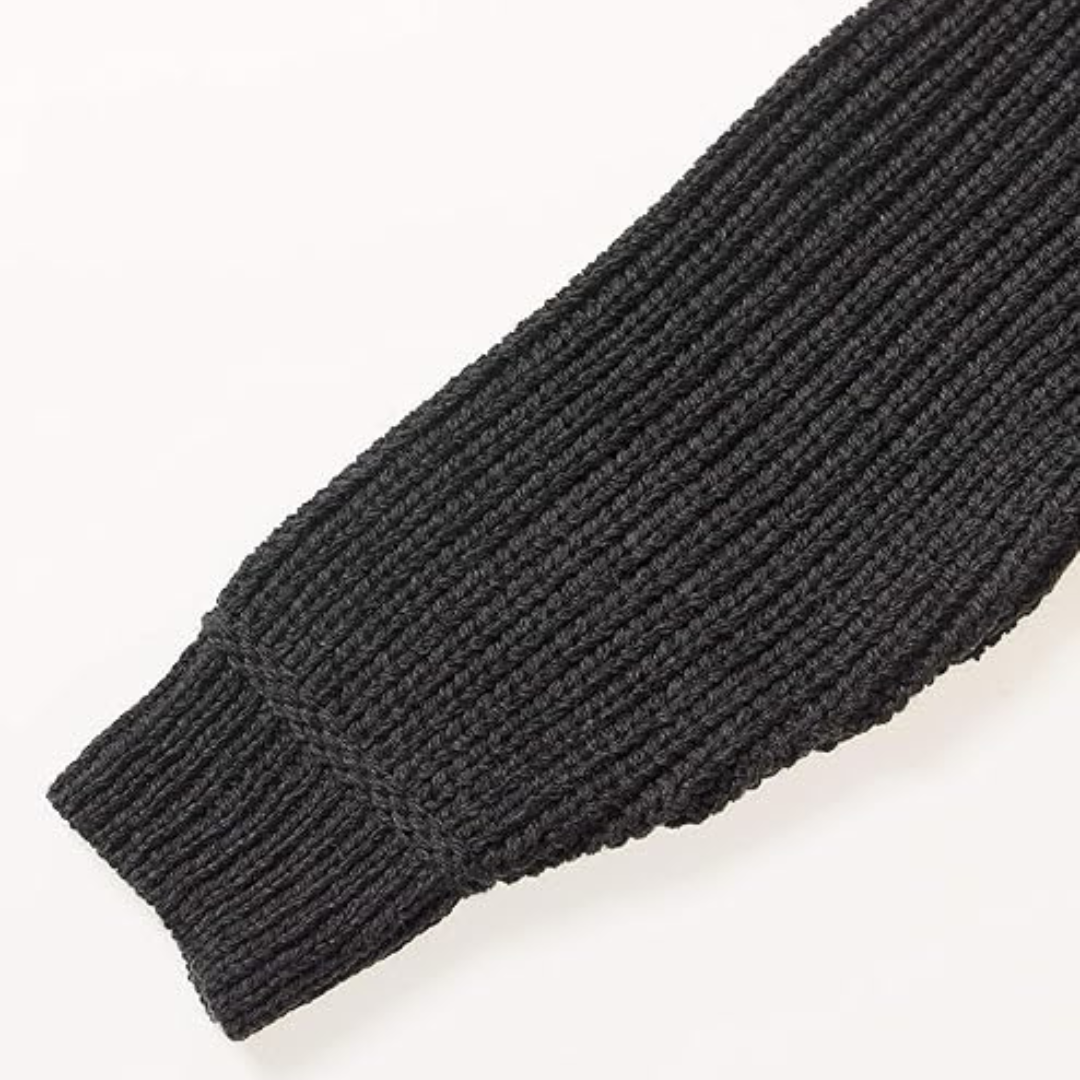 Mens Aran Knit Ribbed Charcoal Cardigan