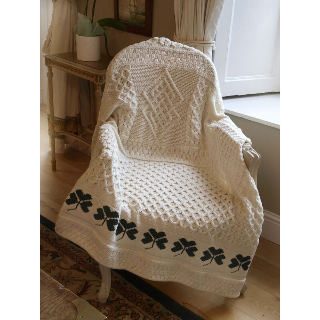 Traditional Irish Natural Shamrock Throw