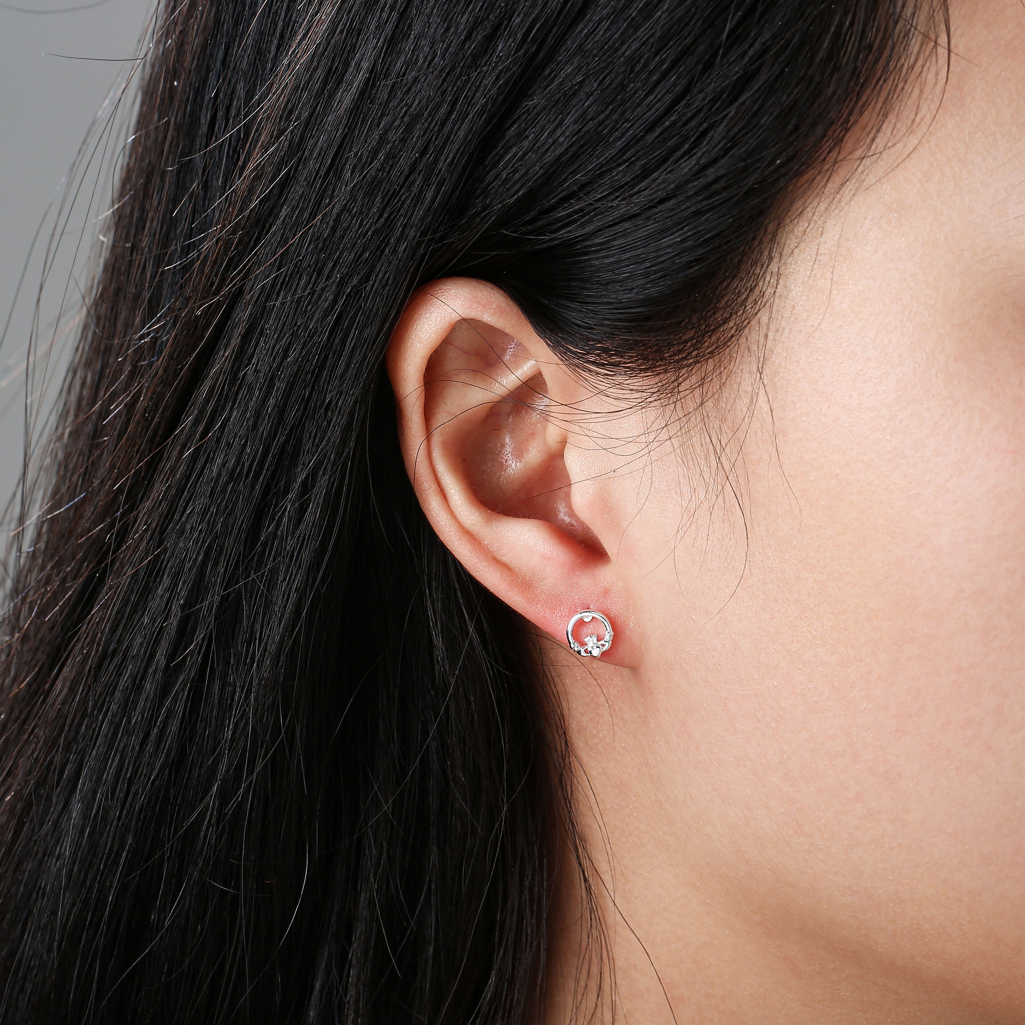 Grá Collection Plain Claddagh Earrings Sterling Silver