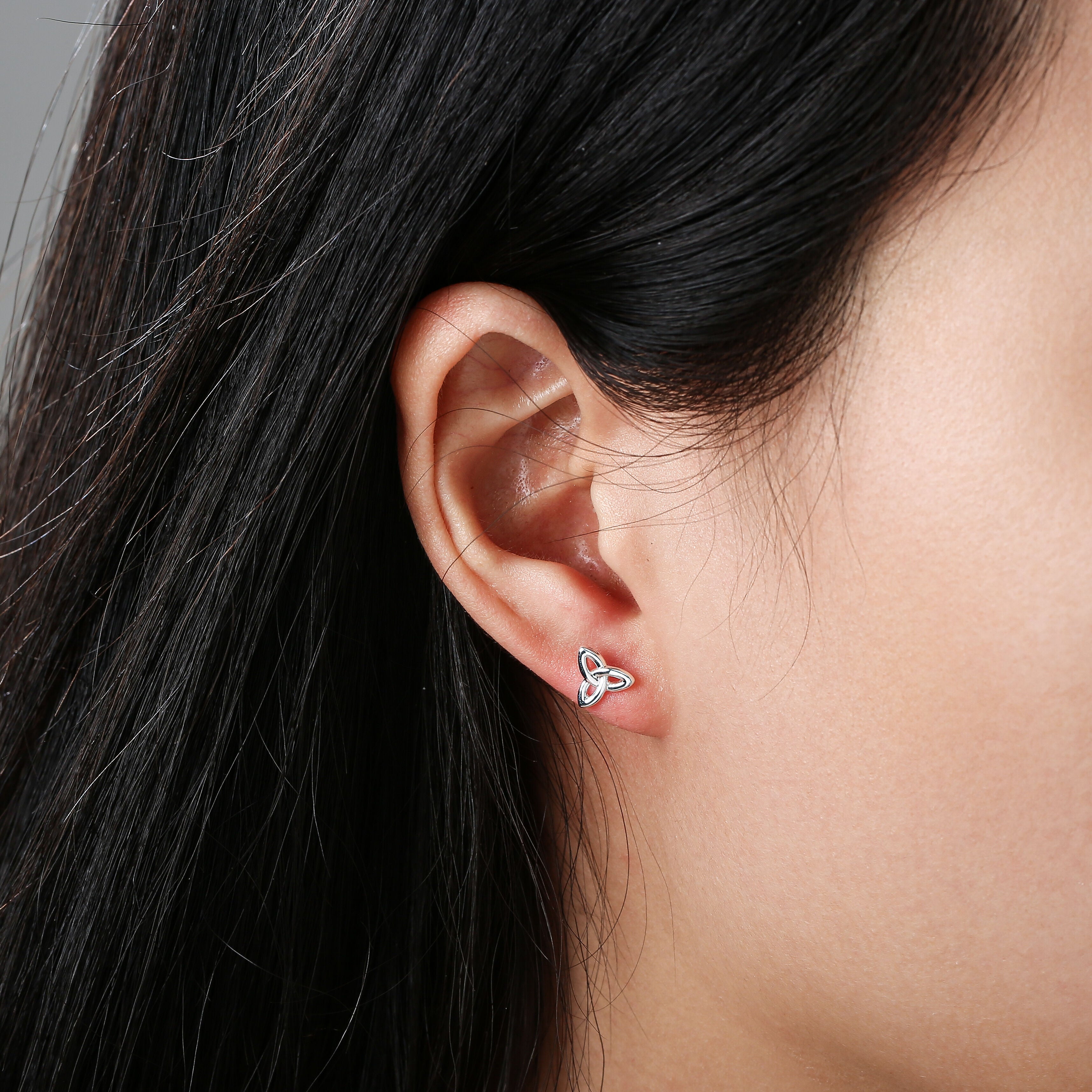 Plain Trinity Earrings Sterling Silver