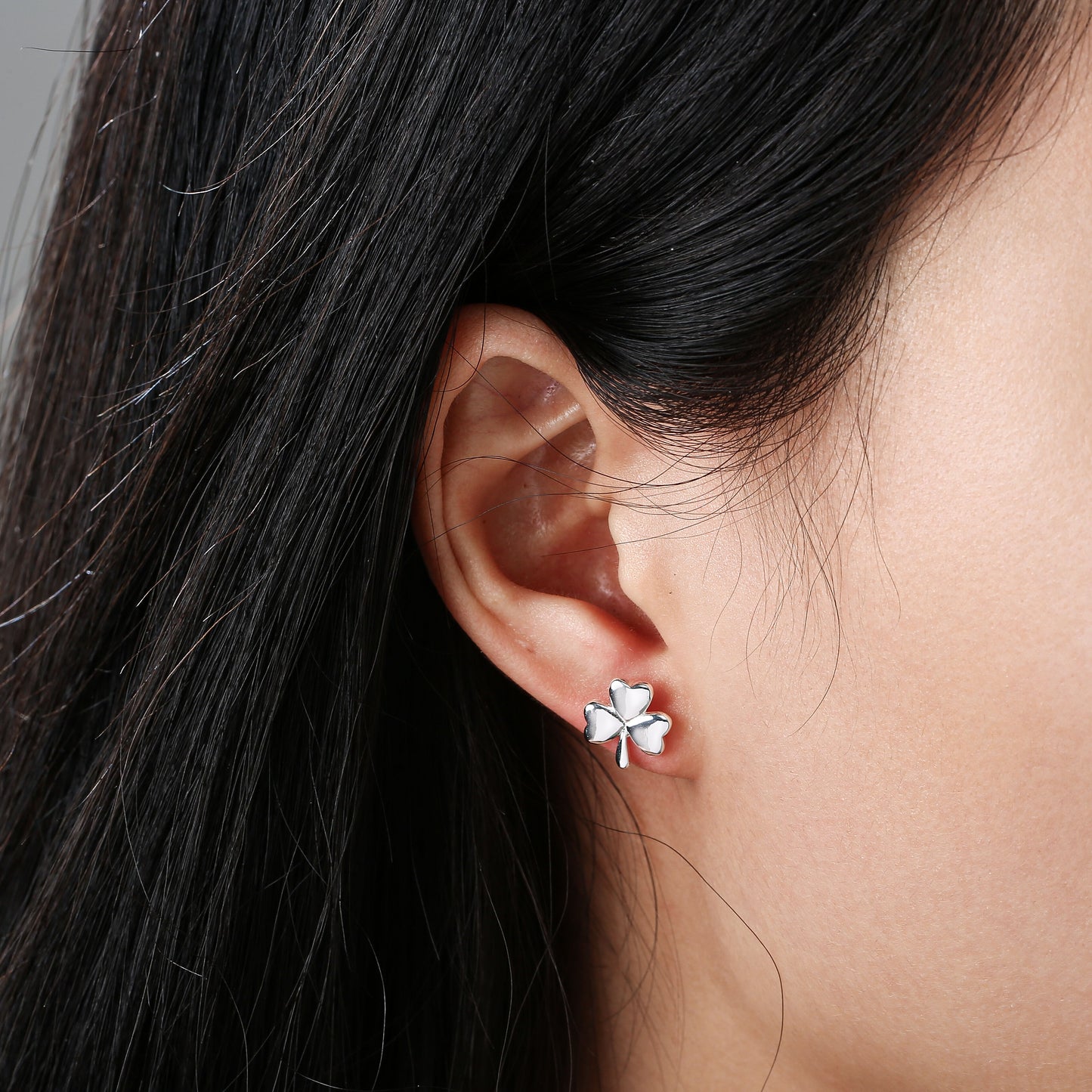 Grá Collection Plain Shamrock Earrings Sterling Silver