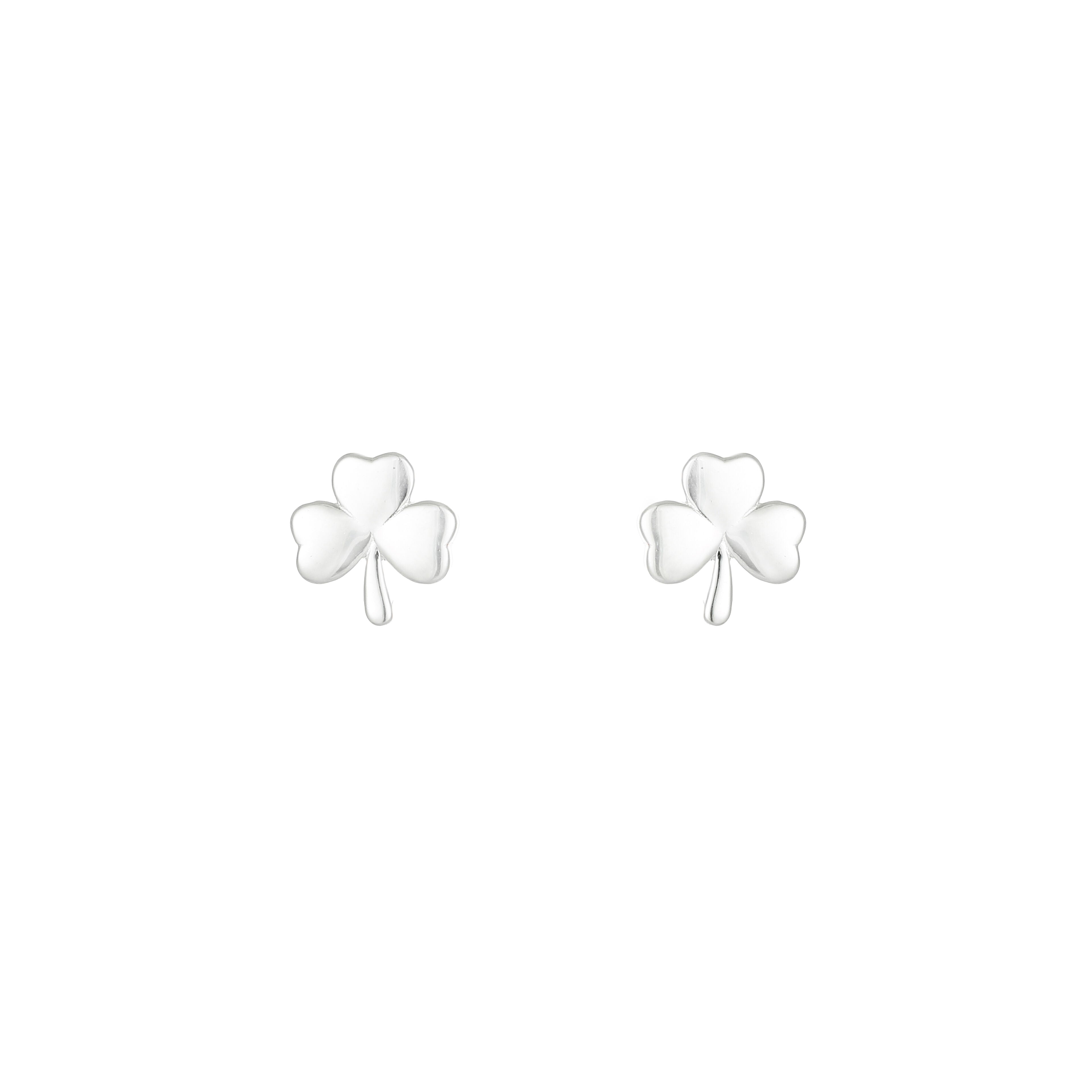 Grá Collection Plain Shamrock Earrings Sterling Silver