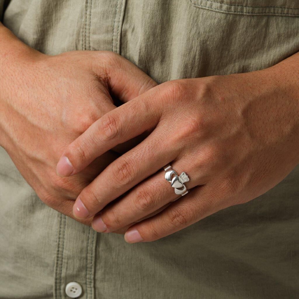 Grá Collection Plain Claddagh Mens Ring Sterling Silver