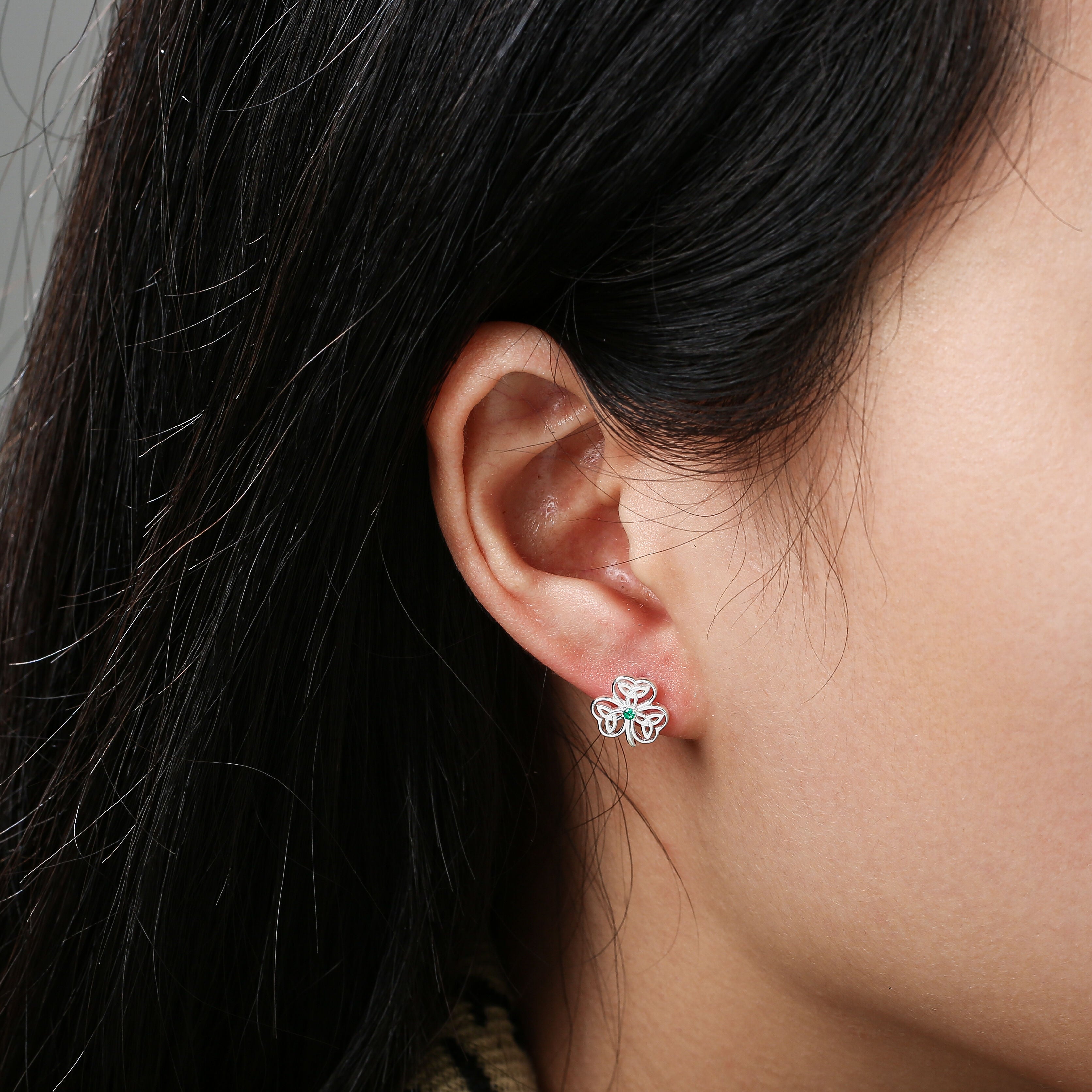 Grá Collection Shamrock Trinity Earrings Sterling Silver