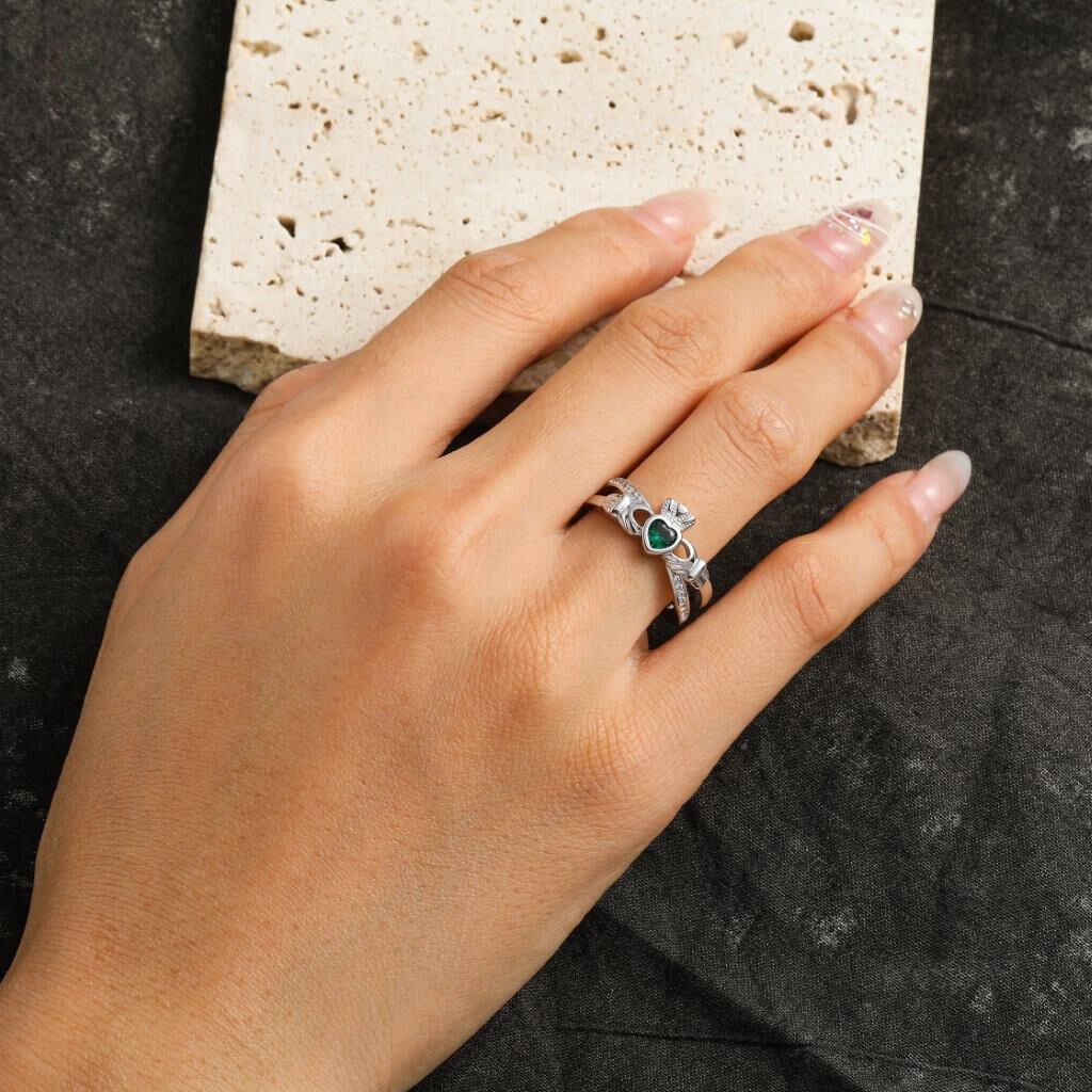 Sterling Silver Claddagh Ring With Twist