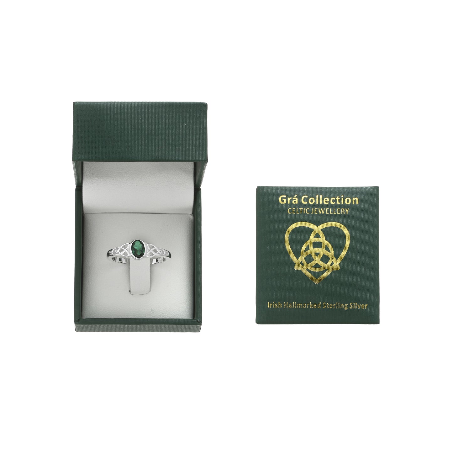 Celtic Ring With Green Stone