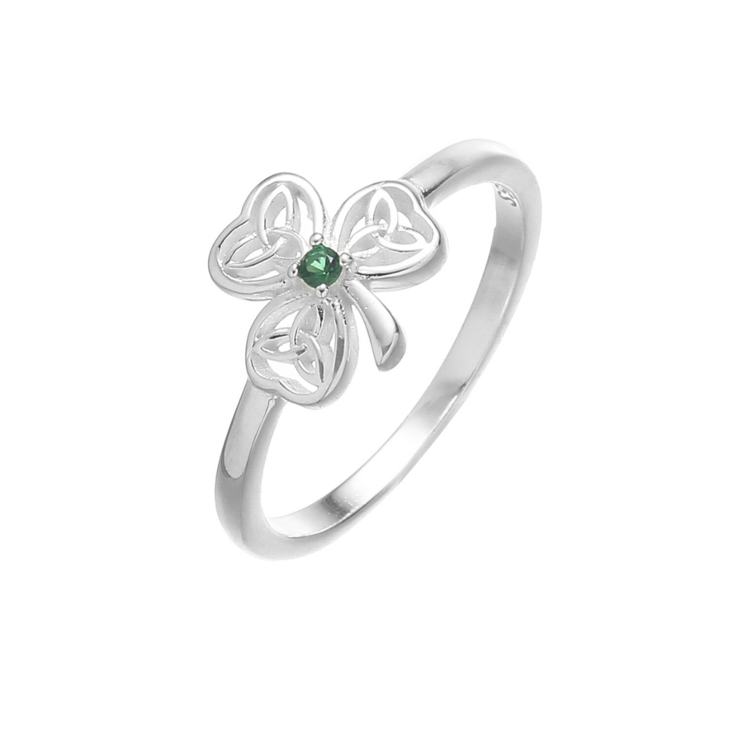 Sterling Silver Shamrock Trinity Knot Ring
