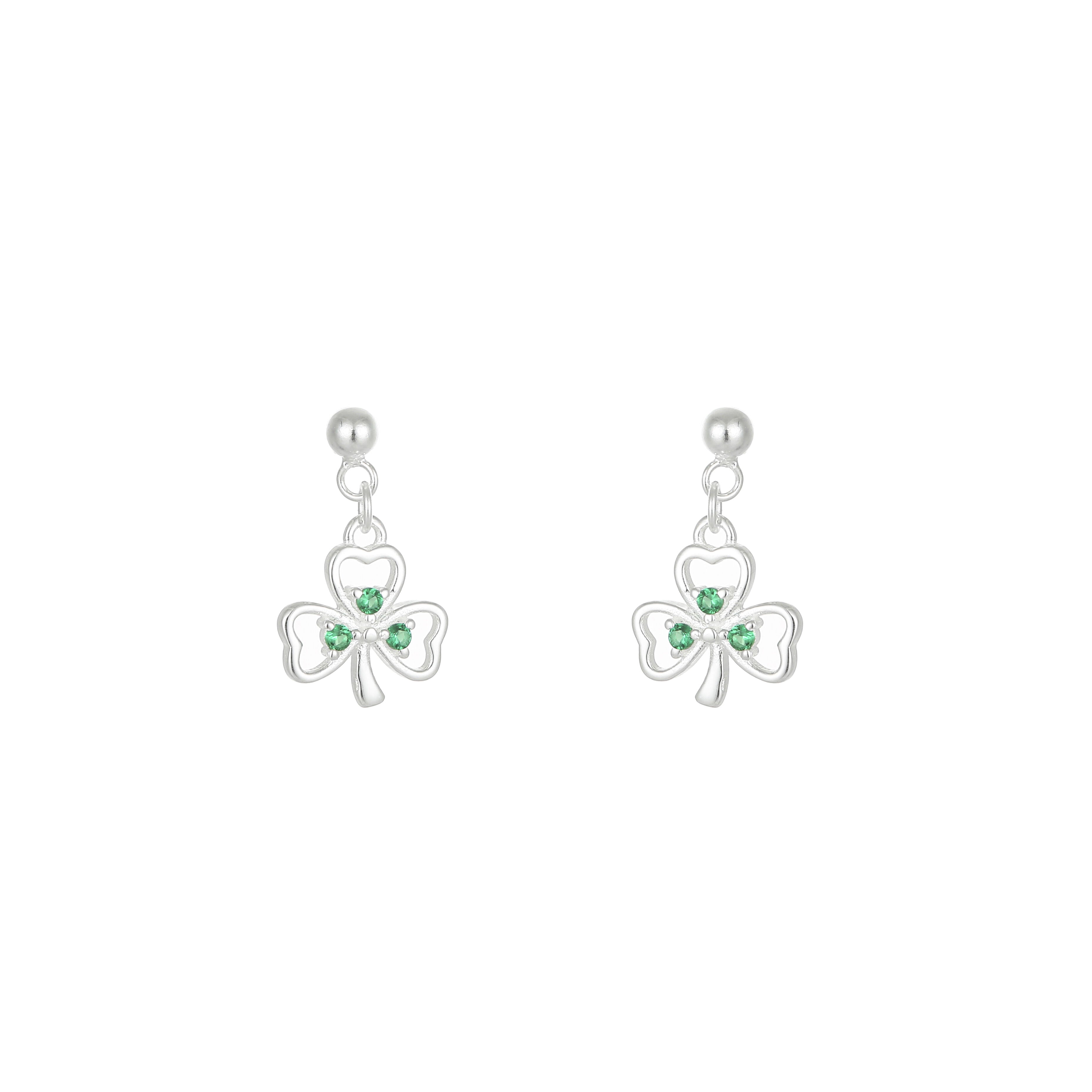Grá Collection Shamrock Green Earrings Sterling Silver