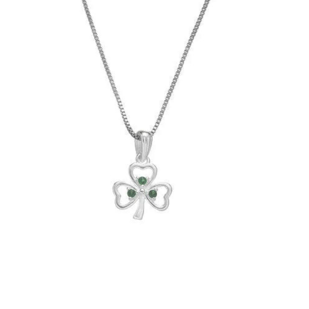Grá Collection Shamrock Green Necklace Sterling Silver