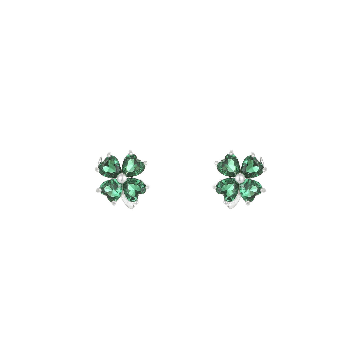 Grá Collection Green Stone Clover Earring Sterling Silver