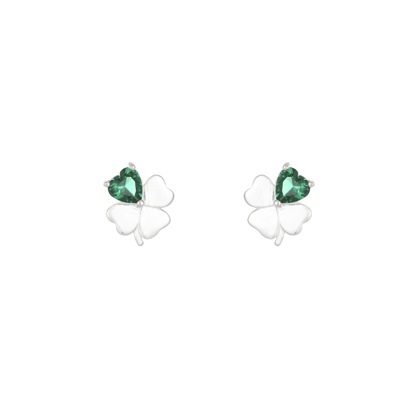 Grá Collection Green Stone Clover Earring Sterling Silver