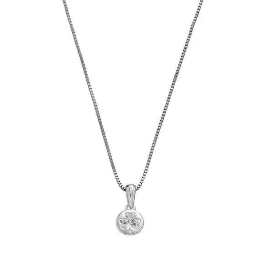 Grá Collection Shamrock Stud With Clear Stone Necklace Sterling Silver